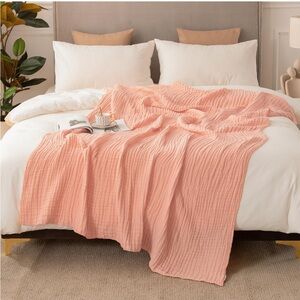 EMME Cotton Blanket Queen Size for Bed Soft Large Muslin Bed Blankets 90"x90"